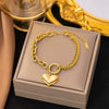 Titanium Steel Heart Shape Electroplated Women's Jewelry Bracelet With Zircon And Pearl