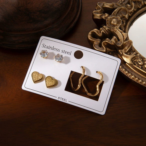 Titanium Steel Heart Shape Electroplating Earrings For Women