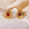 Titanium Steel Heart Shape Light Luxury Electroplated Earrings