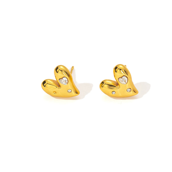 Titanium Steel Heart Shape Light Luxury Style Electroplated Earrings For Women