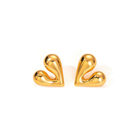 Titanium Steel Heart Shape Light Luxury Style Electroplated Earrings For Women