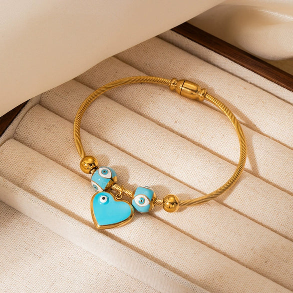 Titanium Steel Heart Shape Love Bracelet Creative Personality Vacuum Plated 18K Gold