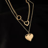 Titanium Steel Heart Shape Pendant Necklace Electroplated Love Lettering Doublelayered Versatile Simple Fashion For Women