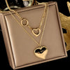 Titanium Steel Heart Shape Pendant Necklace Electroplated Love Lettering Doublelayered Versatile Simple Fashion For Women