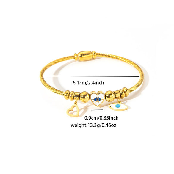 Titanium Steel Heart Shape Personality Bracelet With Electroplating