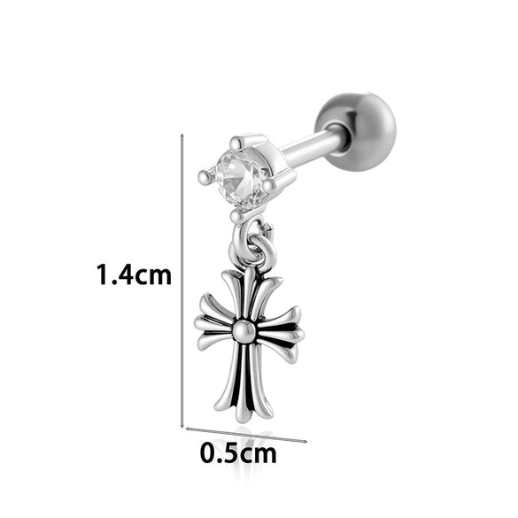 Titanium Steel Heart Shape Piercing Earrings With Electroplating French Retro Punk Style For Women