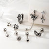 Titanium Steel Heart Shape Piercing Earrings With Electroplating French Retro Punk Style For Women