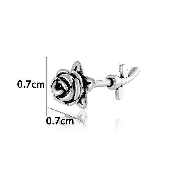 Titanium Steel Heart Shape Piercing Earrings With Electroplating French Retro Punk Style For Women