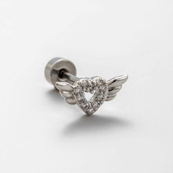 Titanium Steel Heart Shape Sweet Style Zirconia Earrings For Women