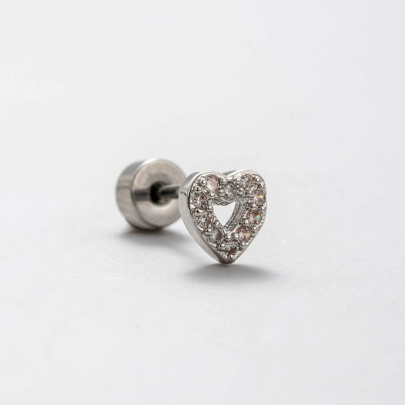Titanium Steel Heart Shape Sweet Style Zirconia Earrings For Women