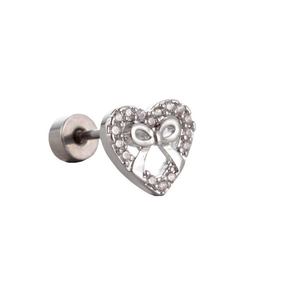 Titanium Steel Heart Shape Sweet Style Zirconia Earrings For Women