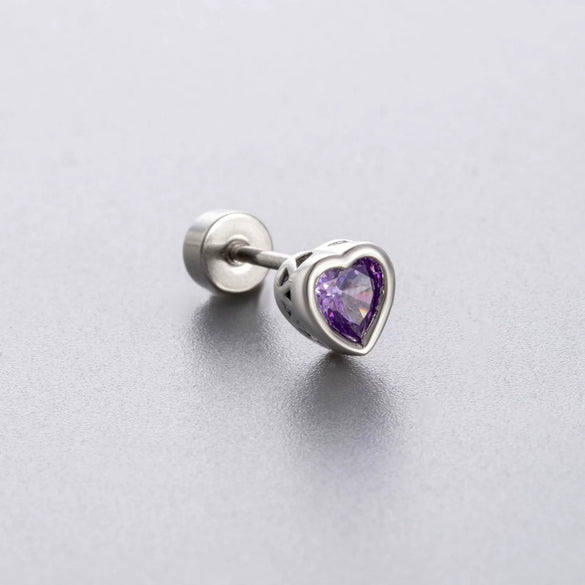 Titanium Steel Heart Shape Zircon Earrings For Women With Fresh Style