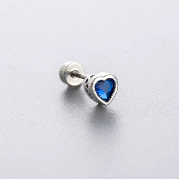 Titanium Steel Heart Shape Zircon Earrings For Women With Fresh Style