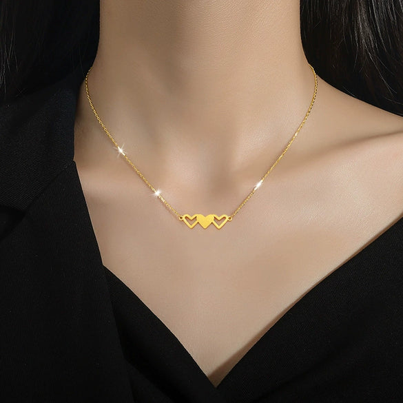 Titanium Steel Heart Shaped Cartoon Geometric Real Gold Plated Necklace Accessories