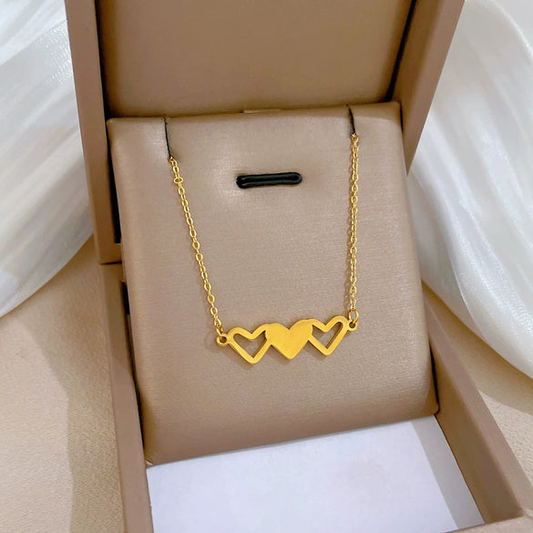 Titanium Steel Heart Shaped Cartoon Geometric Real Gold Plated Necklace Accessories