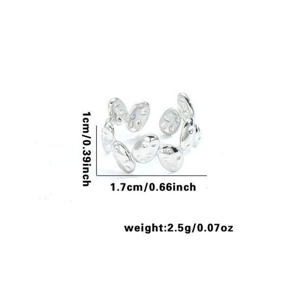Titanium Steel Heart Shaped Geometric Ring With Electroplating For Female And Unisex Style