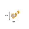 Titanium Steel Heart Shaped Inlaid Zircon Women's Piercing Earrings With Small Fresh Style