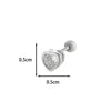 Titanium Steel Heart Shaped Inlaid Zircon Women's Piercing Earrings With Small Fresh Style