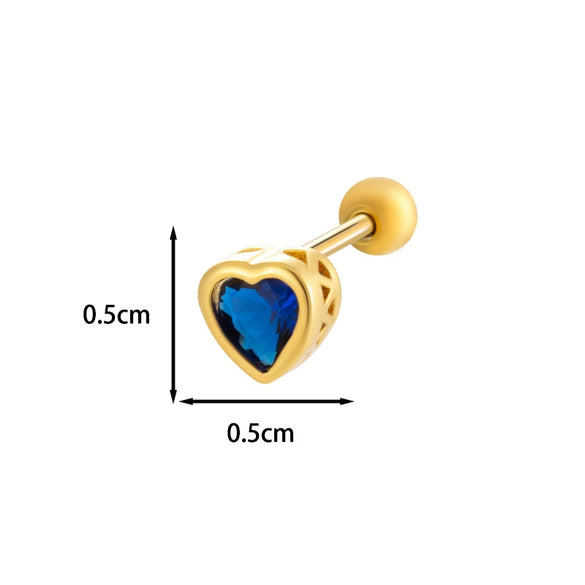 Titanium Steel Heart Shaped Inlaid Zircon Women's Piercing Earrings With Small Fresh Style