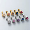 Titanium Steel Heart Shaped Inlaid Zircon Women's Piercing Earrings With Small Fresh Style