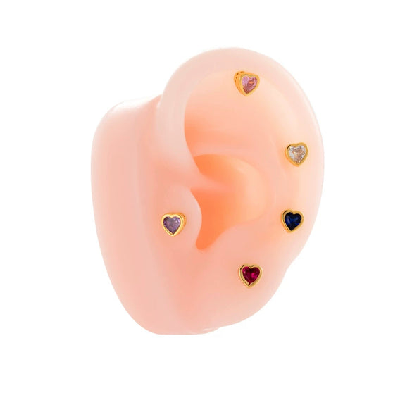 Titanium Steel Heart Shaped Inlaid Zircon Women's Piercing Earrings With Small Fresh Style