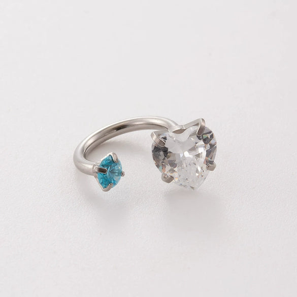 Titanium Steel Heart Shaped Inlaid Zircon Women's Ring Ear Nail
