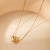 Titanium Steel Heart Shaped Necklace With 18K Gold Plated Electroplating For Women Snake Bone Chain
