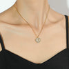 Titanium Steel Heart Shaped Pendant Necklace With Cat's Eye Stone And Zircon Geometric Electroplated O Chain