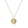 Titanium Steel Heart Shaped Pendant Necklace With Cat's Eye Stone And Zircon Geometric Electroplated O Chain
