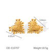 Titanium Steel Heart Shaped Ring And Earrings With Hammer Pattern And Exaggerated Design Electroplated