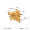 Titanium Steel Heart Shaped Ring And Earrings With Hammer Pattern And Exaggerated Design Electroplated