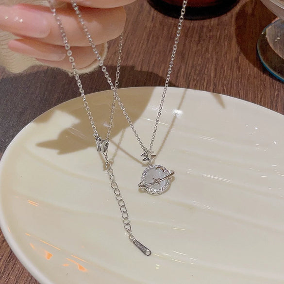 Titanium Steel Heart Shaped Women's Light Luxury Niche Love Collarbone Necklace With Design Sense And Simple Sweet Style