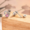 Titanium Steel Heart Shaped Zircon Earrings With Double Head Screw For Unisex Fashion Style