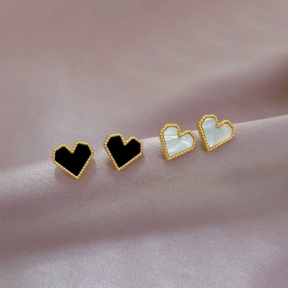 Titanium Steel Heart Shell Geometric Electroplated Minimalist Unisex Earrings