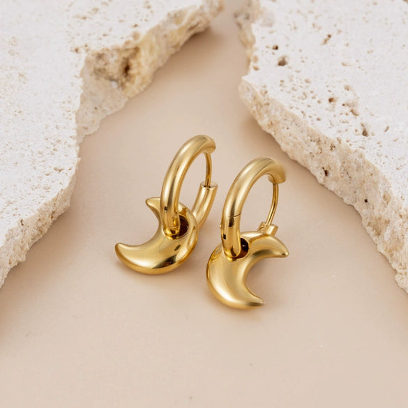 Titanium Steel Heart Star Pattern Goldplated Earrings For Women