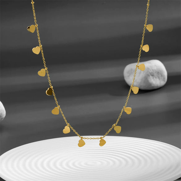 Titanium Steel Heart Water Drop Bell Pattern Jewelry Set For Women Including Necklace Bracelet Earrings