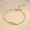 Titanium Steel Heart Zircon Bracelet Couple's Style 18K Gold Plated Electroplated