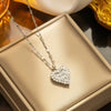 Titanium Steel Heart Zircon Inlaid Gold Pendant Necklace For Women Light Luxury Geometric Style Water Wave Chain