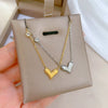 Titanium Steel Heart Zircon Normcore Style Electroplated Necklace With Geometric Pattern For Unisex
