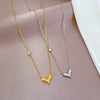 Titanium Steel Heart Zircon Normcore Style Electroplated Necklace With Geometric Pattern For Unisex