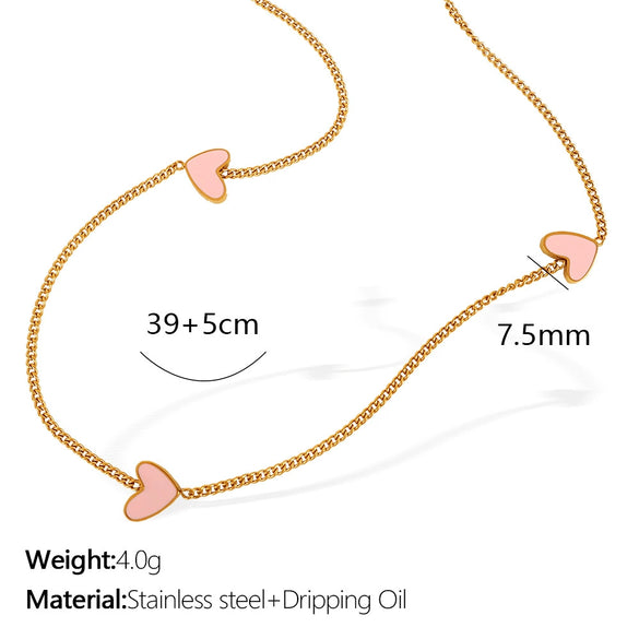 316L Stainless Steel Heartshaped Electroplated Necklace For Women