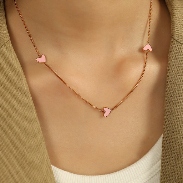 316L Stainless Steel Heartshaped Electroplated Necklace For Women