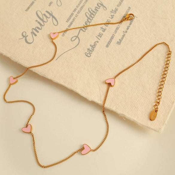 316L Stainless Steel Heartshaped Electroplated Necklace For Women