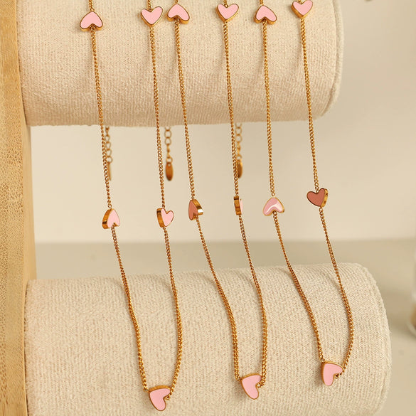 316L Stainless Steel Heartshaped Electroplated Necklace For Women