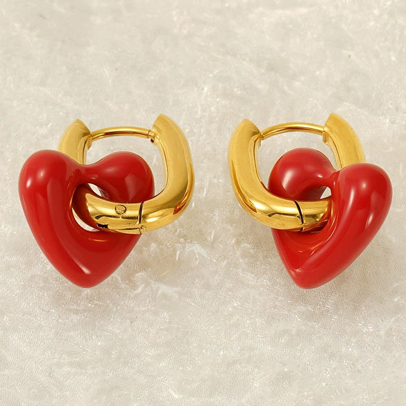 Titanium Steel Heartshaped Geometric Fashion Women's Earrings With Electroplating