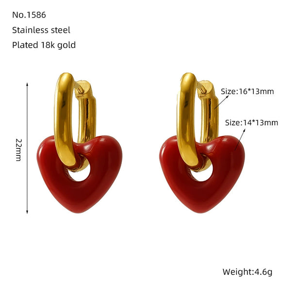 Titanium Steel Heartshaped Geometric Fashion Women's Earrings With Electroplating