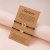 Titanium Steel Heartshaped Geometry Style Adjustable Unisex Bracelet 2Piece Set