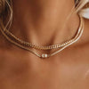 Titanium Steel Heartshaped Light Luxury Cuban Chain Necklace With Furnace Vacuum Plating And Diamond Design