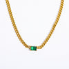 Titanium Steel Heartshaped Light Luxury Cuban Chain Necklace With Furnace Vacuum Plating And Diamond Design
