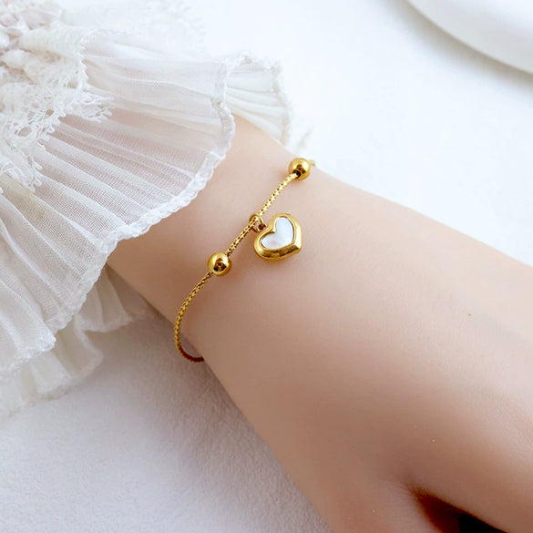 Titanium Steel Heartshaped Women's Fashionable Elegant Electroplated Bracelet